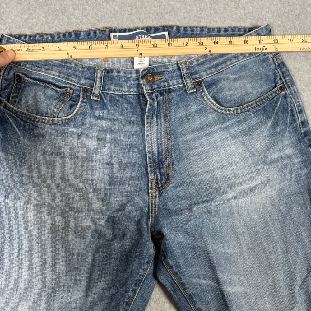 Gap Mens Y2K Straight Fit Jeans Medium Wash Blue Denim 36x34 Classic Pants